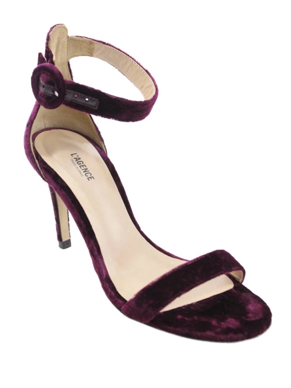 L'AGENCE Gisele Plum Velvet Ankle-Strap Sandal